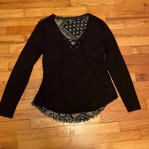 Miss Me Black V-Neck Corset Front Top – Size XS